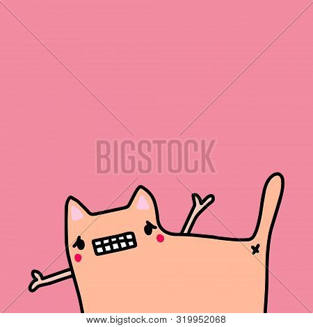 Sorry Cat Apologizing Domestic Animal In Cartoon Style Illustration Hand Drawn Vector