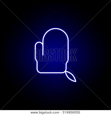 Exfoliating Mitten Line Neon Icon. Elements Of Beauty And Cosmetics Illustration Icon. Signs And Sym