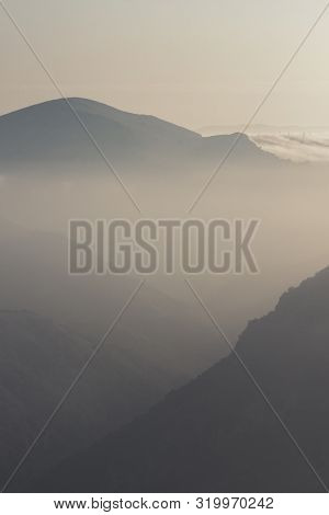 Beautiful Landscape Sunrise Nature Background Mountains And Sky Gold Color