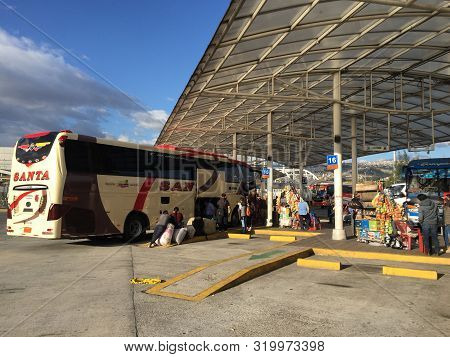 Quito - Ecuador, 22-9-2019: Main Platform In Quitumbe From Where The Buses Leave