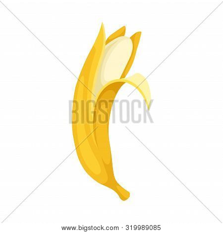 Banana Peeled Bit. Vector Illustration On A White Background.