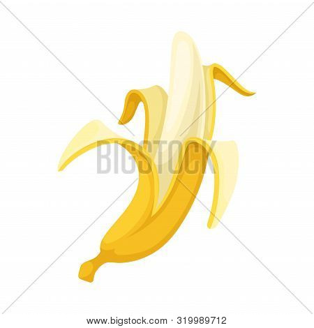 Partially Peeled Banana. Vector Illustration On A White Background.