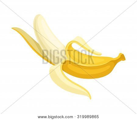 Ripe Peeled Banana. Vector Illustration On A White Background.