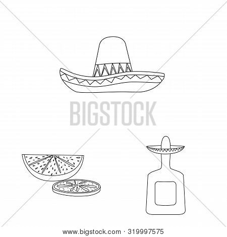 Vector Design Of Mexico And Tequila Icon. Set Of Mexico And Fiesta Vector Icon For Stock.
