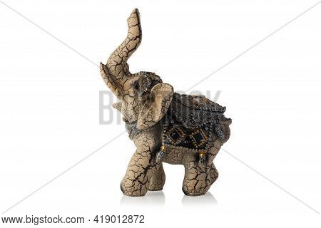 Figurine, Souvenir, Statuette, Elephant Isolated On White Background.