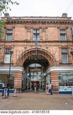 Carlisle, Cumbria, Uk, August 2020 - Entrance To The Market Hall In The City Of Carlisle, Cumbria, U