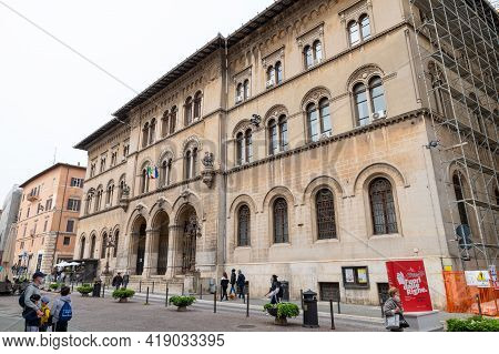 Perugia,italy May 01 2021:square Of Giacomo Matteotti In The Center Of Perugia