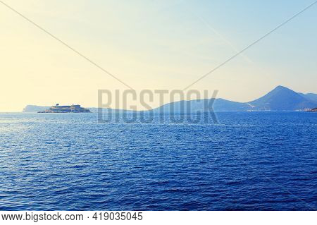 Mamula Island In Adriatic Sea . Lastavica Islet In Kotor Bay