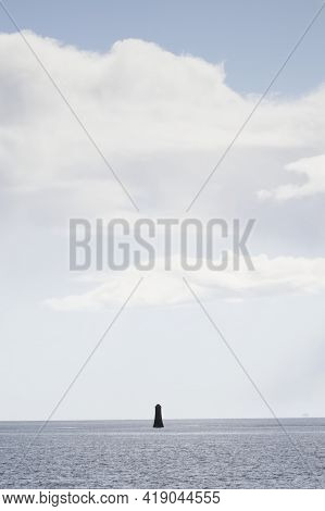 Single Lighthouse Mindfulness Empty Background With Ocean And Blank Sky