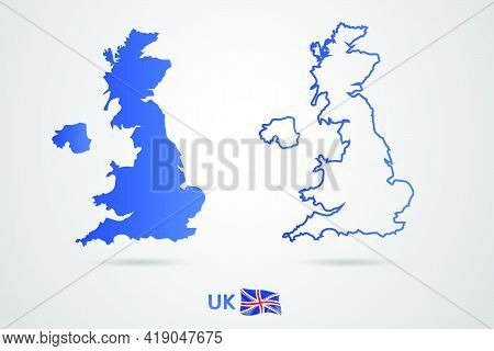 Uk Republic Map With Flag, Vector Illustration.