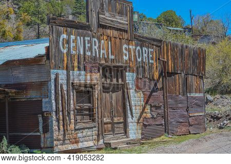 The General Store At Mogollon Ghost Town. Mogollon Historic District Is A Wildest Mining Town In Mog