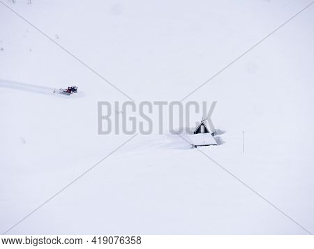 Best Of Minimalism, View Above Mountains Norway, Troms Aria In Winter