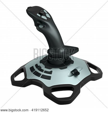 Realistic Joystick For Flight Simulator Isolated On White Background