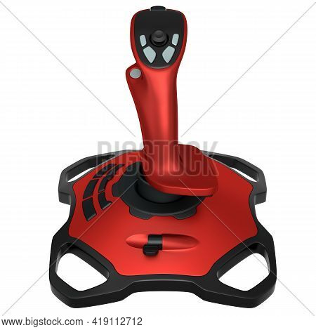 Realistic Joystick For Flight Simulator Isolated On White Background