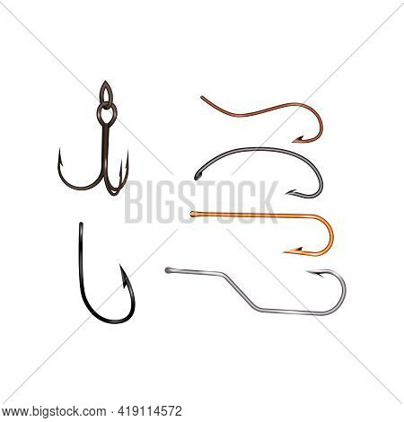 Realistic Colorful Jigs Of Different Shape Isolated On White Background Vector Illustration