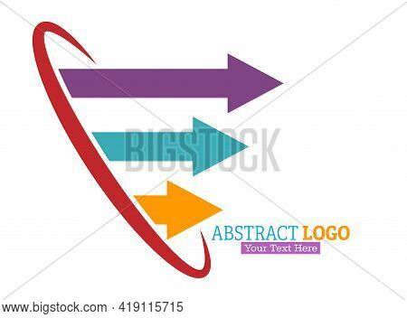 Arrows Break Out Of The Circle. Abstract Color Logo. Vector Illustration For A Logo, Brand, Sticker,
