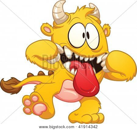 Gul tegneserie monster. Vektor clip art illustration med enkle forløb. Alle i et enkelt lag.