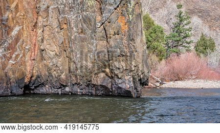 Poudre River in the canyon above Fort Collins, Colorado, in early spring scenery