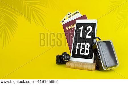 February 12nd. Day 12 Of Month, Calendar Date. Mechanical Calendar Display On Your Smartphone. The C