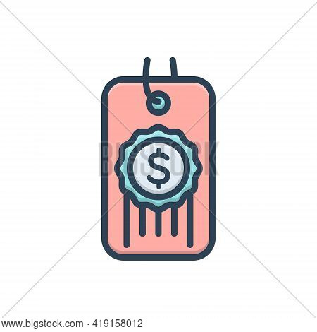 Color Illustration Icon For Price Value Cost Rate Charge Pay Tag