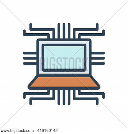 Color Illustration Icon For Device Machine Gadget Doohickey Technology Laptop