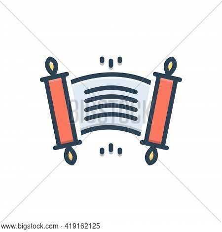 Color Illustration Icon For Edict Ordinance Rescript Scroll Royal-edict