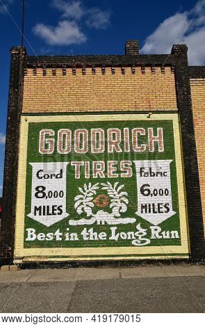 Twin Valley, Minnesota, April 16, 2021:  The Goodrich Ad Is From The B.f. Goodrich  Tire Company, Fo
