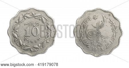 Pakistan Ten Paisa Coin On A White Isolated Background
