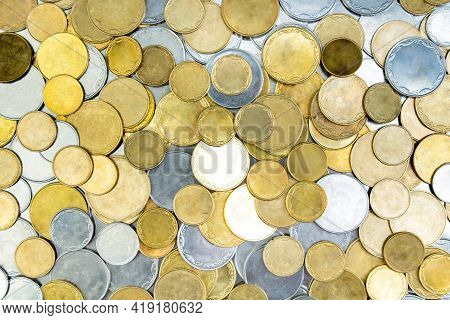 Heap Of Colorful Credit Cards At White Textured Paper Background.. Top View. Black Friday, Sale