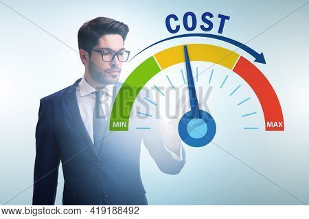 Businessman in cost management concept