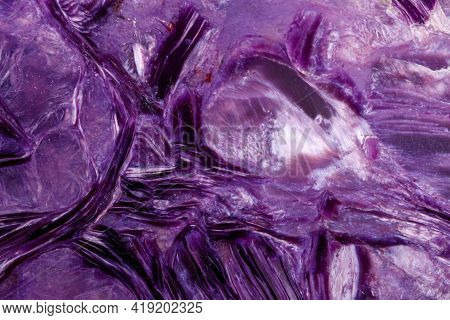 Macro Stone Mineral Charoite On A White Background