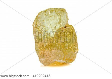 Macro Stone Beryl Mineral On White Background