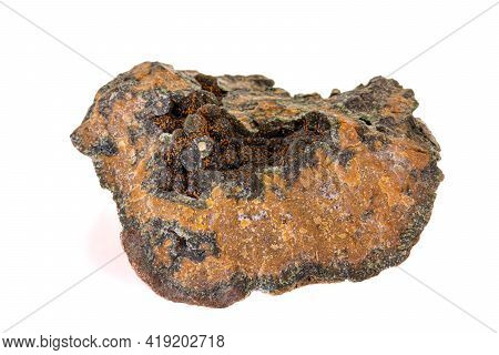 Macro Stone Mineral Quartz With Chlorite On A White Background