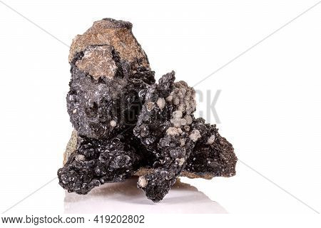 Macro Stone Groutite Mineral On White Background
