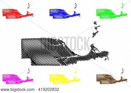 Ottawa County, Ohio State (u.s. County, United States Of America, Usa, U.s., Us) Map Vector Illustra