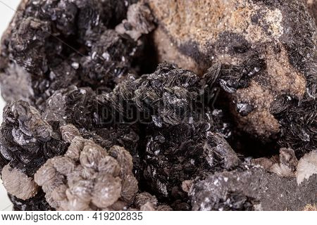 Macro Stone Groutite Mineral On White Background