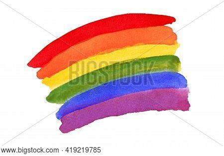 Watercolor Hand Painted Colorful Rainbow Set. Pride Flag Isolated