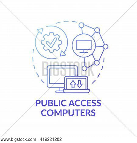 Public Access Computers Dark Blue Concept Icon. Accessible Technology. Open Network. Digital Inclusi