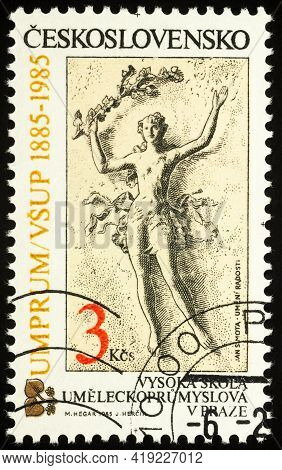 Moscow, Russia - May 02, 2021: Stamp Printed In Czechoslovakia Shows Art And Pleasure (jan Simota), 