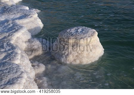 Salt Crystals On The Shore Of The Dead Sea