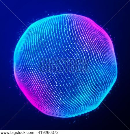 Abstract 3d Sphere. Sphere With Twist Lines. Glowing Lines Twisting Logo Design. Outer Space Object.