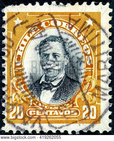 Chile - Circa 1911: A Stamp Printed In The Chile Shows Manuel Bulnes Prieto, 5th President Of Chile,