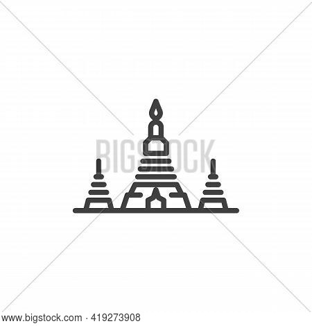 Wat Arun Temple Line Icon. Linear Style Sign For Mobile Concept And Web Design. Thai Temple Of Dawn 
