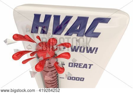 HVAC Heating Ventilation Air Conditioning Thermometer Hot Cold Temperatures 3d Illustration