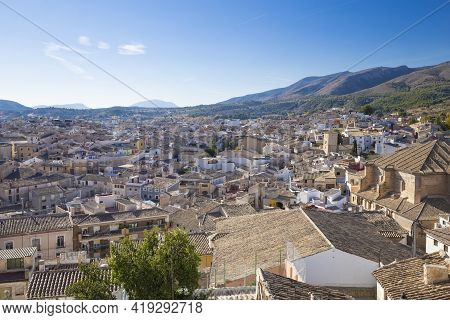 Caravaca, Spain - November 17, 2017: Panorama Of The City Of Caravaca De La Cruz With Many Houses Wi
