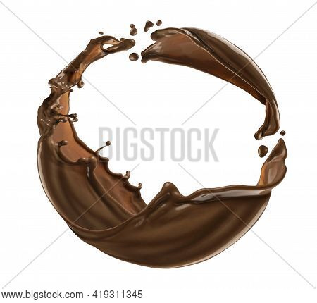 Circle Chocolate Splash Isolated On White Background