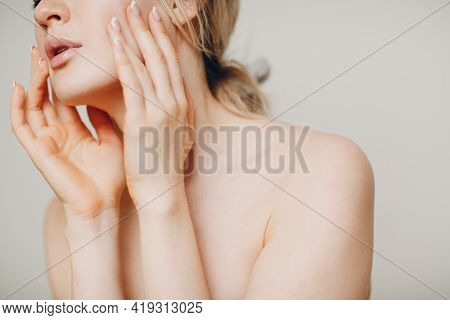 Young Adult Doing Facial Gymnastics Self Massage And Rejuvenating Exercises Face Building For Skin A