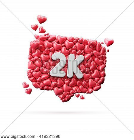2 Thousand Social Media Influencer Subscribe Or Follow Banner. 3d Rendering
