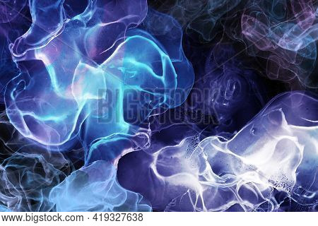 Abstract Fluid Art Painting Black Background Alcohol Ink Technique