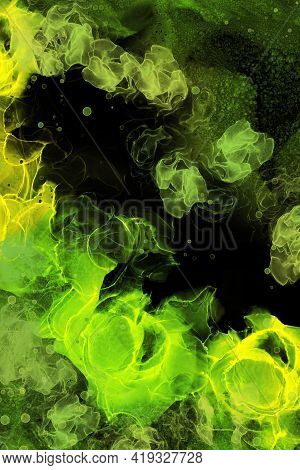 Abstract Fluid Art Painting Black Background Alcohol Ink Technique